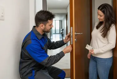 Profissional de chaveiro utilizando ferramentas para abrir porta em Indaiatuba.